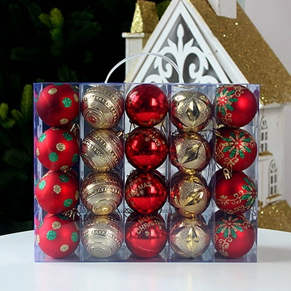 Christmas Ball Set, 40-piece 6cm Ornaments, Gold and Red Electroplated Plastic, Holiday Tree Decor,Vsgery
