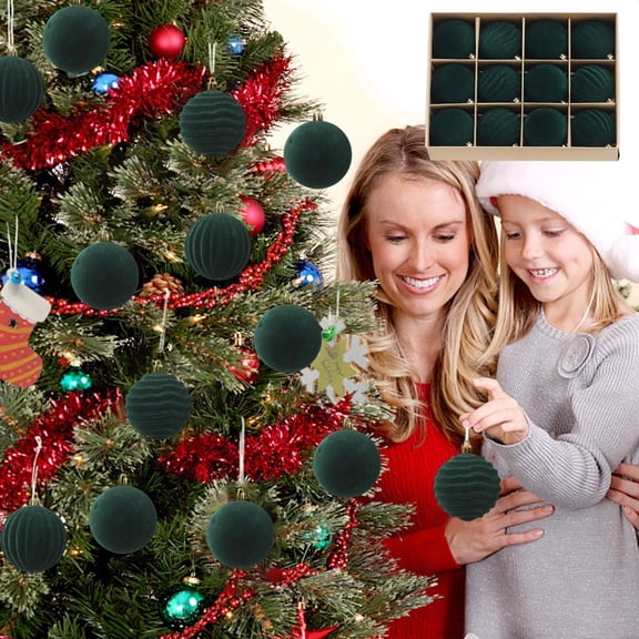 Christmas Ball Set under $5! Cagogo Christmas Decorations 12 Piece Flocked Christmas Balls,6cm Christmas Tree Ornaments Set,Festive Holiday Decor,Party Decoration Supplies,Seasonal Home Decoration