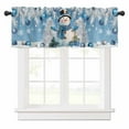 Christmas Ball Snowman Gifts Xmas Tree Snowflake Blue Window Valances