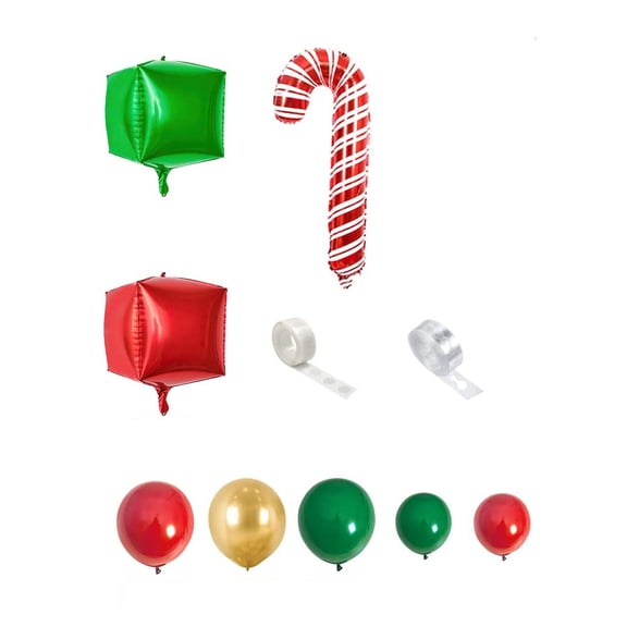 Christmas Balloon Arch Green Gold Red Box Candy Balloons Garland Cone Explosion Star Foil Balloons