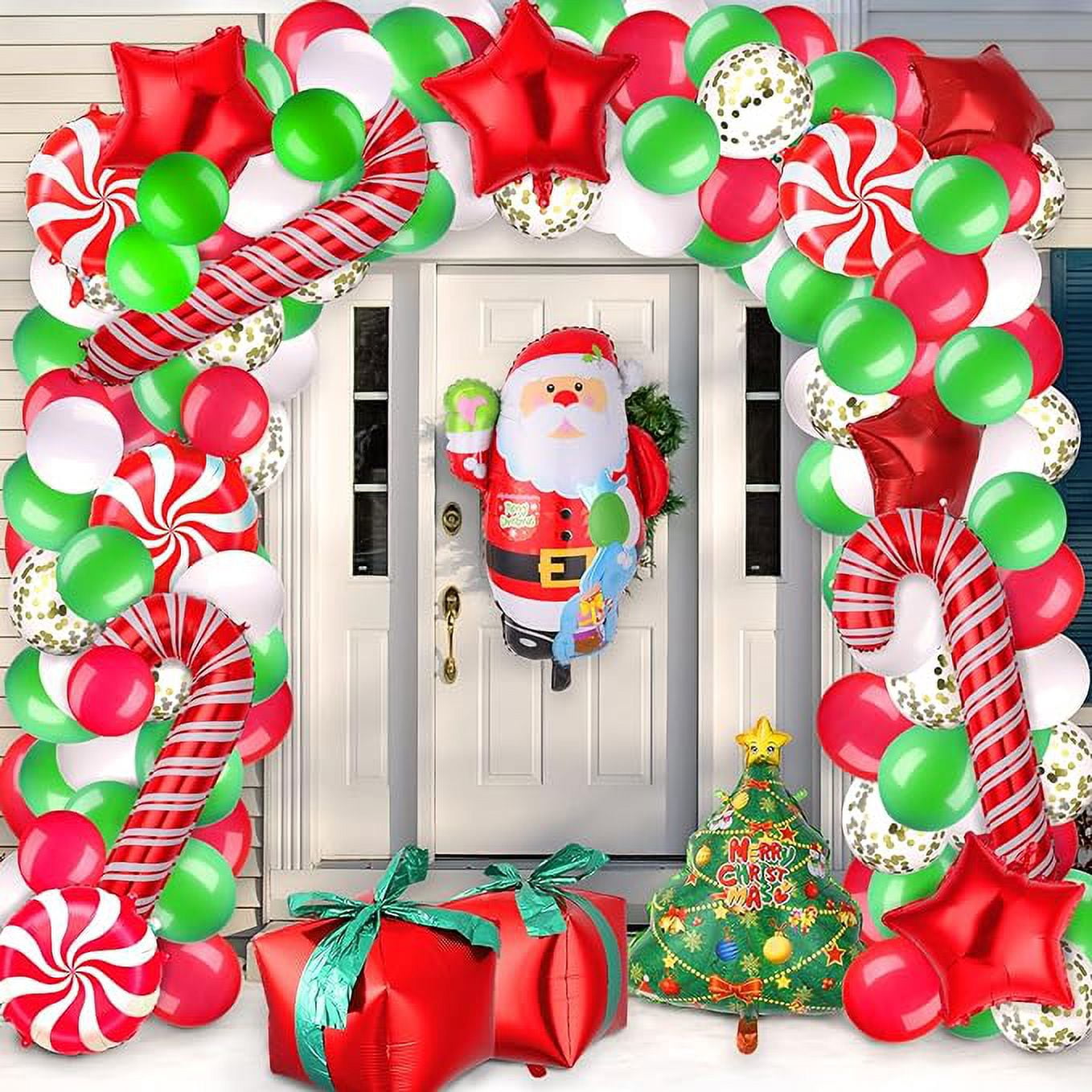 Bonropin Christmas Balloon Garland Kit - Red, White, Candy, Gift Box & Star Balloons For Xmas Decor