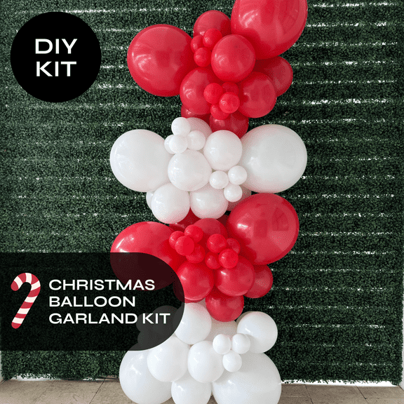 Pop Up Balloons - Christmas Balloon Garland Kit Red & White 10 ft Professional Grade Latex Balloons