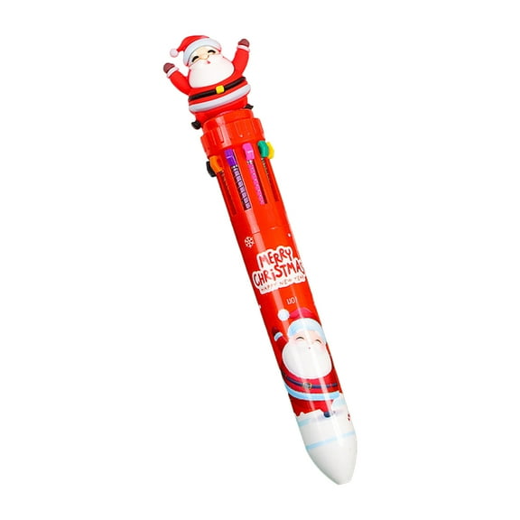 Christmas Ballpoint Pen 10-Colors-in-1 Multicolor Pen for Christmas Stocking Stuffer Christmas Party Favor Supplies