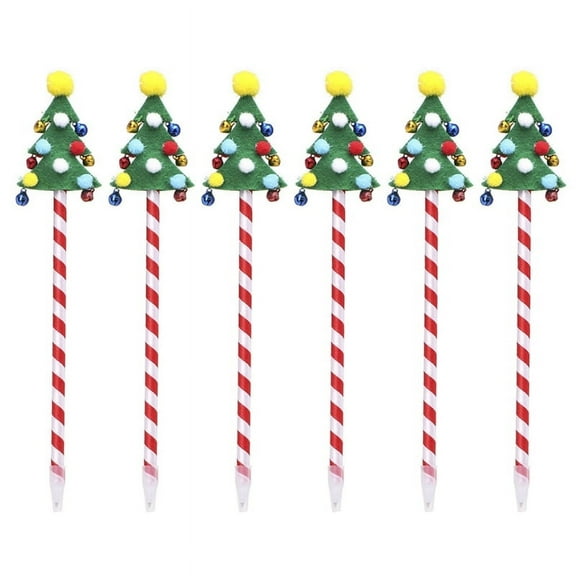 Christmas Ballpoint Pens Xmas Tree Santa Snowman with Pom Ringing Bells