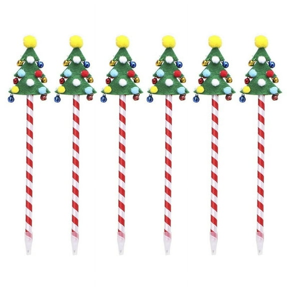 Christmas Ballpoint Pens Xmas Tree Santa Snowman with Pom Ringing Bells
