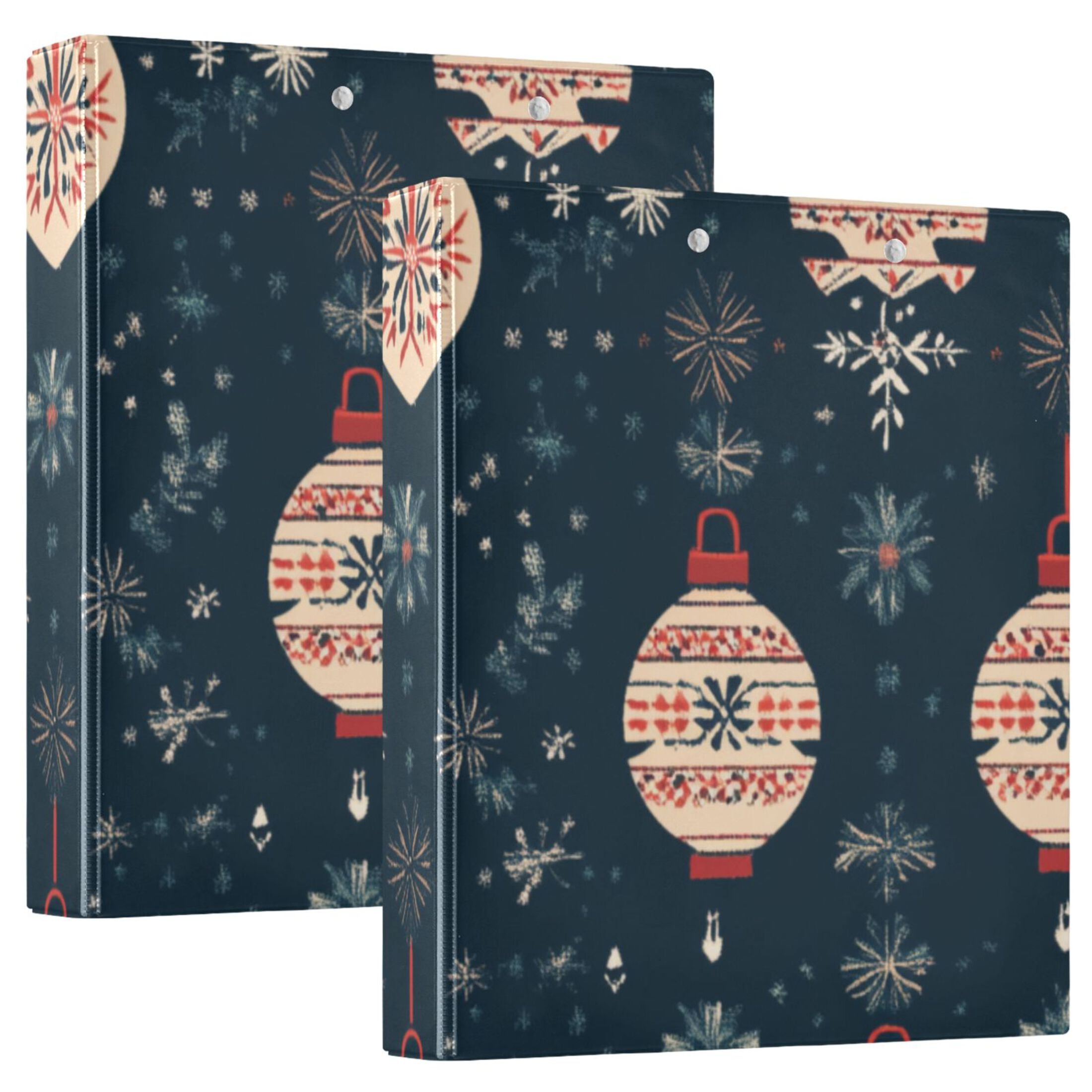 Christmas Balls 3 Ring Binders 1.5 inch Hardcover File Folders with Interior Pockets A4 Size Organizer for School Office Hospital