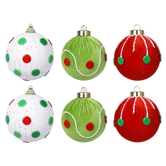 Christmas Balls, 6-Piece Fabric-Wrapped Foam Ornaments, Elegant Holiday Decorations for Christmas Tree, Wreaths, Party Scenes, Home Décor, DIY Arrangements F