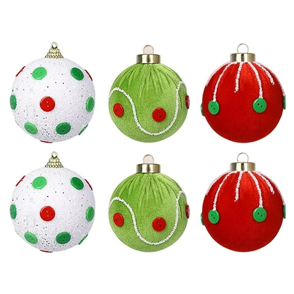 Christmas Balls, 6-Piece Fabric-Wrapped Foam Ornaments, Elegant Holiday Decorations for Christmas Tree, Wreaths, Party Scenes, Home Décor, DIY Arrangements F