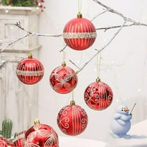 Christmas Balls, 6pcs Red and Silver Painted Ornaments Set Shatterproof Plastic Hanging Decorations for Christmas Tree Holiday Party Home Decor 2025