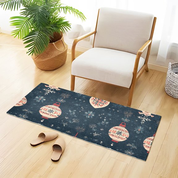 Christmas Balls Bathroom Rug 39x20 Non Slip Quick Dry Washable Bathroom Mats for Bedroom Living Room Kitchen