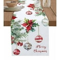 thumbnail image 1 of Christmas Balls Burlap-Cotton Table Runner 90 Inches Long,Red Green Xmas Botanical Poinsettia Farmhouse Table Runners,Outdoor Dining Tablecloths Decor for Baby Shower Party Wedding 13x90, 1 of 9
