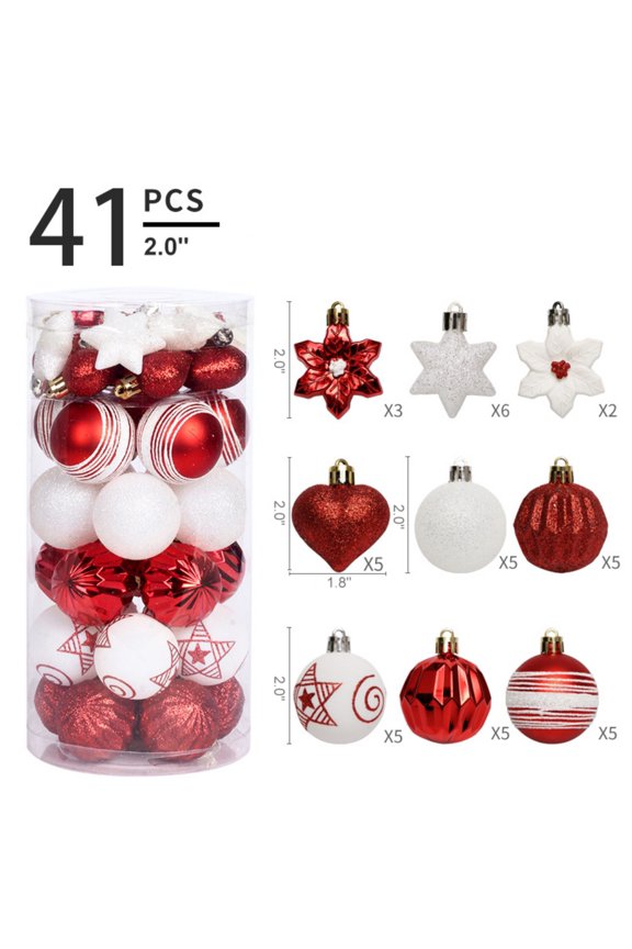 Christmas Balls - Christmas Tree Decoration Ornaments Shatterproof Hanging Balls for Birthday Halloween Holiday Wedding Decorations Set of 41 pcs