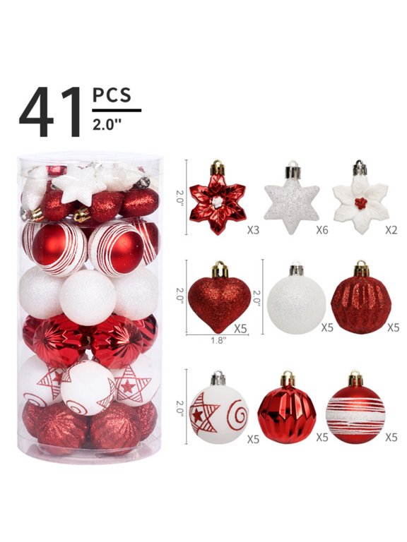 Christmas Balls - Christmas Tree Decoration Ornaments Shatterproof Hanging Balls for Birthday Halloween Holiday Wedding Decorations Set of 41 pcs
