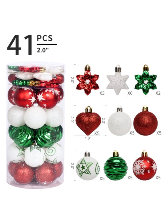 Christmas Balls - Christmas Tree Decoration Ornaments Shatterproof Hanging Balls for Birthday Halloween Holiday Wedding Decorations Set of 41 pcs