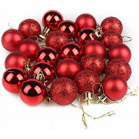 Christmas Ball Shatterproof Christmas Tree Decoration Red Balls Christmas Ball Ornaments Holiday Wedding Party Decoration Ball 1.18" (3cm) Set of 24 Christmas Ornaments