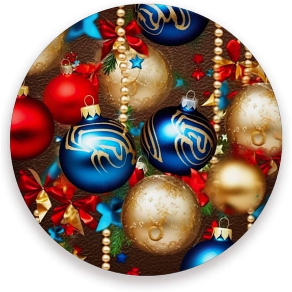 Christmas Balls Coasters Absorbent Moisture Non-Slip Drink Coaster Ceramic Stone with Cork Base Desktop Protection Prevent Furniture Damage 2PCS Home Decor