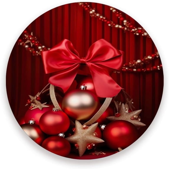 Christmas Balls Coasters Absorbent Moisture Non-Slip Drink Coaster Ceramic Stone with Cork Base Desktop Protection Prevent Furniture Damage 4PCS Home Decor