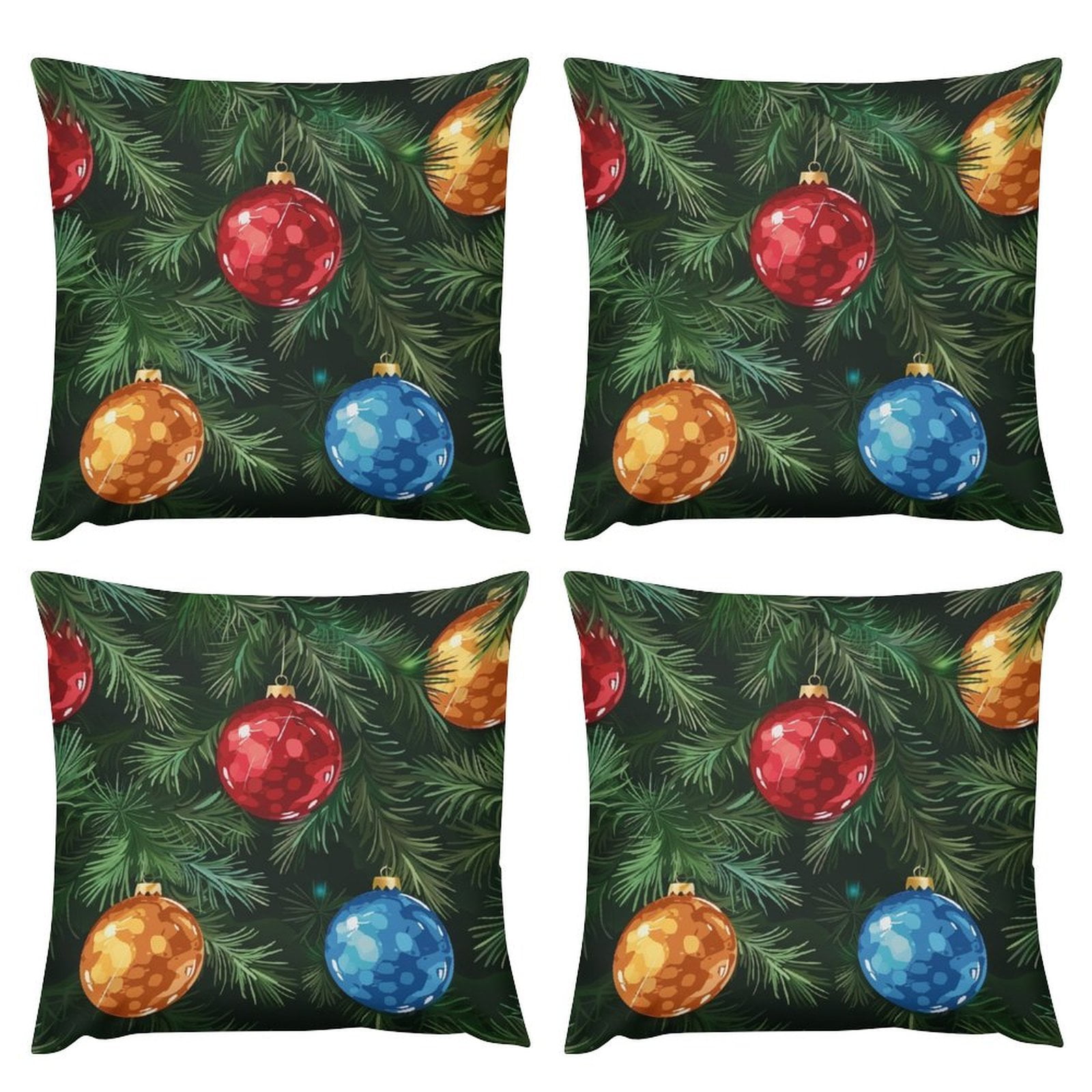 Christmas Balls Colorful 4 Pcs Cushion Covers Sofa Cushion Covers Short ...