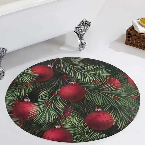 Christmas Balls Colorful Round Carpet Circle Rug Outdoor Patio Area Rug Washable Large Area Rugs Hallway Room Decor Fitness Mats