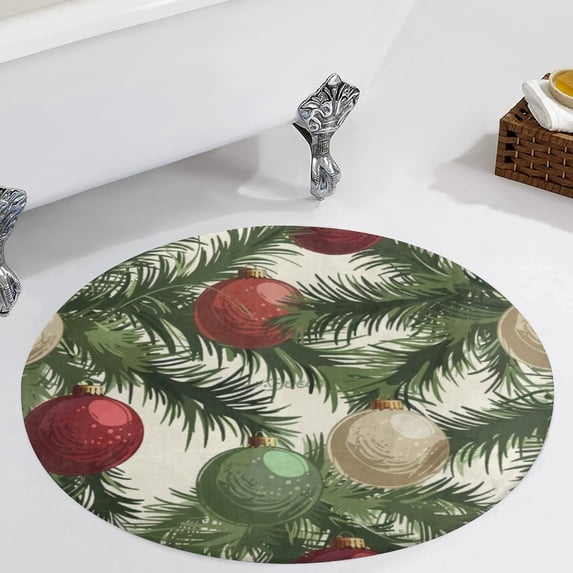 Christmas Balls Colorful Round Carpet Circle Rug Outdoor Patio Area Rug Washable Large Area Rugs Hallway Room Decor Fitness Mats