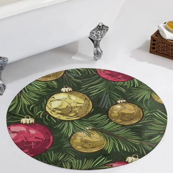 Christmas Balls Colorful Round Carpet Circle Rug Outdoor Patio Area Rug Washable Large Area Rugs Hallway Room Decor Fitness Mats