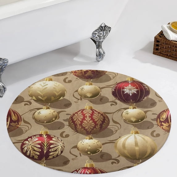 Christmas Balls Colorful Round Carpet Circle Rug Outdoor Patio Area Rug Washable Large Area Rugs Hallway Room Decor Fitness Mats