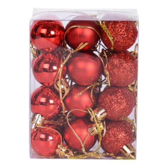 Christmas Balls, Day Ornaments,24 Pcs Shatterproof Ball Hanging for Xmas Tree Party Decoration Frosted Ball, Matte, Shiny (Red, 1.18inch(30mm))