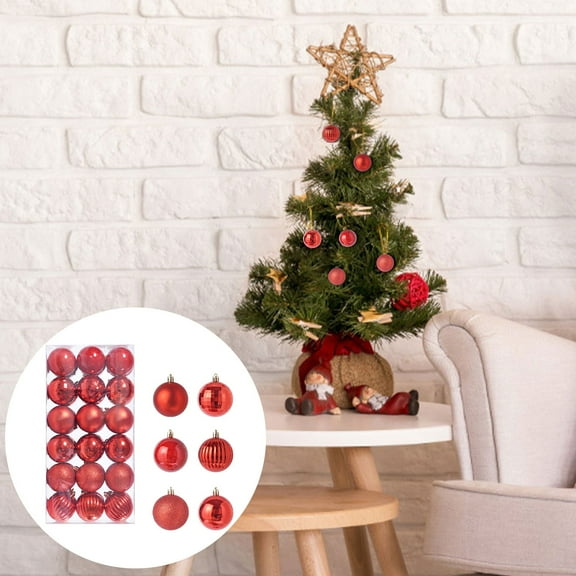 Christmas Balls Decorations - 36PCS 3cm Christmas Tree Ornaments,Shatterproof Ball Decorations,Glitter PVC Plastic Hanging for Wedding Holiday Party Wreath Home Decor