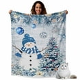 thumbnail image 1 of Christmas Balls Flannel Blanket for Bed,Travel and Camping, Blue Snowman Xmas Tree Snowflake Shell Starfish Super Soft Cozy Blanket for All Seasons 60"x80", 1 of 9