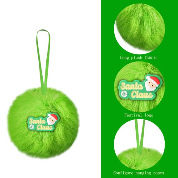 Christmas Balls Lime Green Furry Christmas Tree Pendant,Ornaments for Xmas Tree,Soft Faux Fur Xmas Ball,Flocked Felt Decorative Hanging Ornaments for Home Party Fireplace Mantel Wall