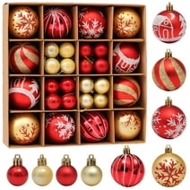 Christmas Balls Ornament Set, 44Pcs Christmas Decorations Tree Balls for Family Holiday Wedding Party, Hanging Baubles Set with Reusable Hand-held Gift Package for Xmas Tree Decorations