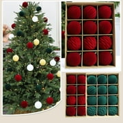 Christmas Balls Ornaments 12 Pcs Green Red Christmas Ornaments Velvet HOT
