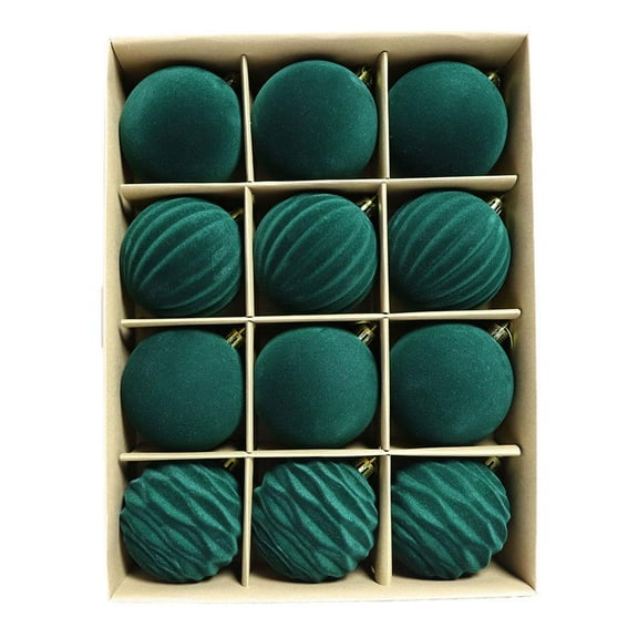 Christmas Balls Ornaments, 12 Pcs Green Red Christmas Tree Ornaments Velvet Z3