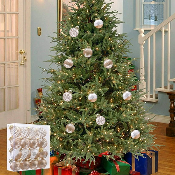 Christmas Balls Ornaments 16 Pack Christmas, 60Mm Christmas Ball, Large Clear Plastic Christmas Tree Set Hanging Decorations for Xmas Set for Party Decoration