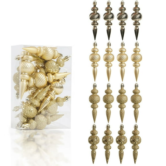 Christmas Balls Ornaments,16pcs  Special-shaped Electroplated Onion Powder Christmas Tree Ball Hanging Pendant Set for Home Holidy Christmas Tree  Decoration 4.33inch