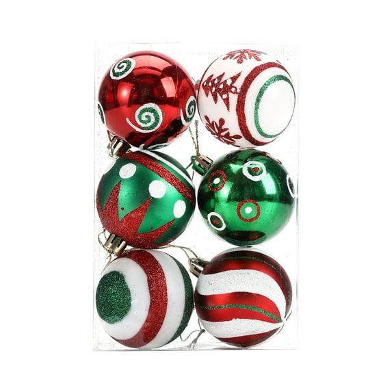 Christmas Balls Ornaments, 2.3" Red,White and Green Christmas Ball Ornaments, Shatterproof Xmas Balls Ornaments for Christmas Tree, Hanging Ornaments for Xmas Trees Holiday Party