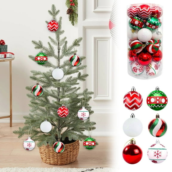 Christmas Balls Ornaments, 30Pcs Shatterproof Xmas Tree Decorations, Tree Hanging Ball Muti-Color Christmas Ball Ornament Set for Party Decoration