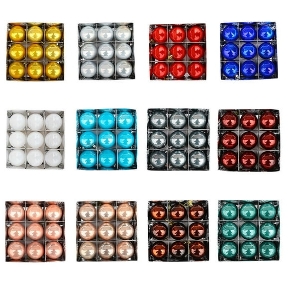 Christmas Balls Ornaments, 6cm Christmas Gift Box Plastic Pearl Christmas Decoration Christmas Tree Decoration 9pcs, 6cm/2.36in