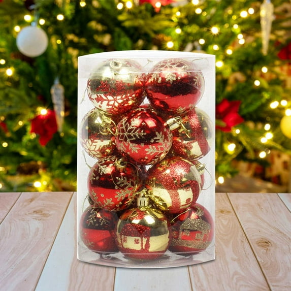Christmas Balls Ornaments for Christmas Tree Decoration 16 PCS 6cm Plastic Christmas Ornaments Hanging Pendants Indoor Year Christmas Party Tree Decoration Christmas Balls