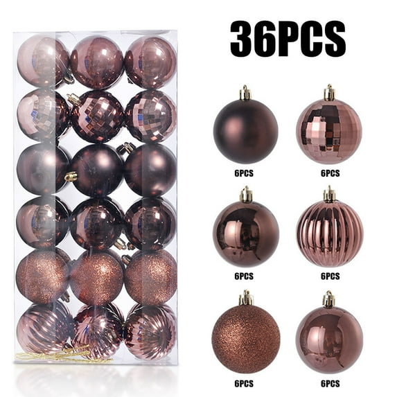 Christmas Balls Ornaments for Christmas Tree Decorations, 36PCS Xmas Tree Red White Gold Silver Shatterproof Hanging Ball Ornaments with Loop for Holiday and Party Decoration, Xmas Festive Supplies