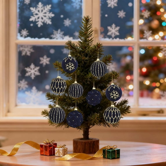 Christmas Balls Ornaments / Christmas Trees Ornaments Set, 3.15 Inch, 12PCS, Fabric Material, Durablity & Shatterproof, Decor for Christmas Trees, Holiday, Party, Wedding, Mantelpieces