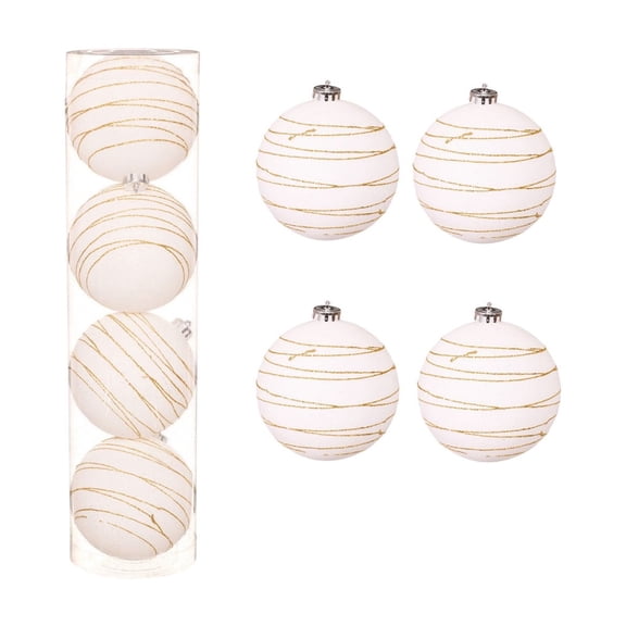 Christmas Balls Ornaments Set, 5 inch/120mm Extra Large Shatterproof Plastic Hanging Bulbs for Xmas Tree Decorations Holiday Party with String, 4 Pack