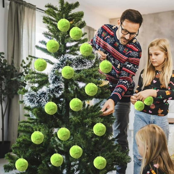 Christmas Balls Ornaments YgkuHd 16 Pcs Lime Green Furry Christmas Ornaments For Tree Green Christmas Hanging Decorations 2.4in