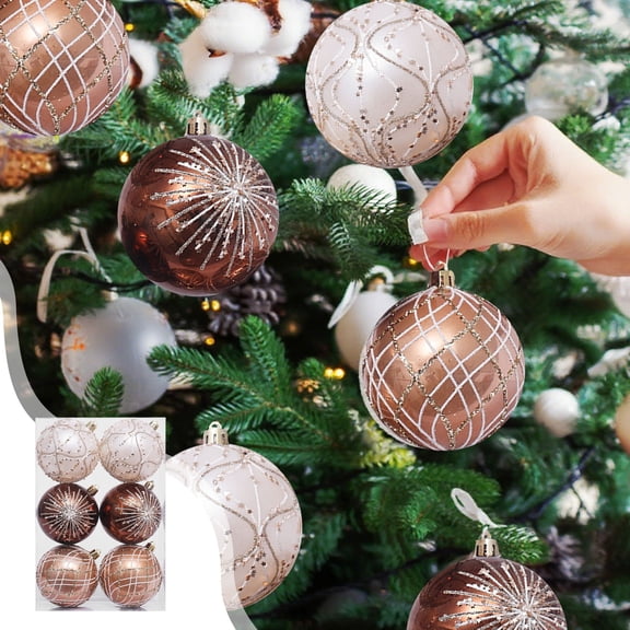 Christmas Balls Set, Christmas Balls Ornaments For Xmas Tree 6 Pcs Christmas Tree Decorations Tree Hanging Balls MultiColor Christmas Balls Ornaments Set For Party, 8cm/3.15in