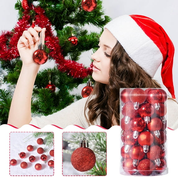 Christmas Balls Set of 36 Pre-Strung Shatter Proof Christmas Ornament Balls for Xmas Tree Matte&Glossy Christmas Tree Ornament Ball