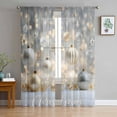 thumbnail image 1 of Christmas Balls Sheer Curtains 108 Inches Long, Sliver Golden Xmas Decoration Snowflake Light Filtering Window Curtains for Living Room, Rod Pocket Voile Sheer Curtain Drapes, 52"Wx108"L, 2 Panels, 1 of 9