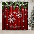 thumbnail image 1 of Christmas Balls Shower Curtain, Fir Branches Waterproof Fabric Bathroom Winter Red Shower Curtain Set with 12 Hooks 72"X72", 1 of 6