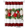 thumbnail image 1 of Christmas Balls Shower Curtain Set ，Waterproof Fabric Shower Curtains Red Yellowwood Red Black Plaid Shower Curtains for Bathroom,Bathroom Decor 54x"78", 1 of 6