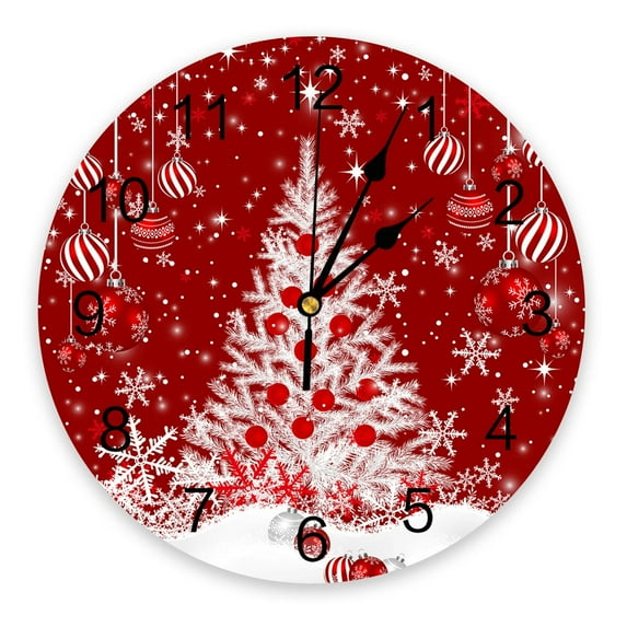 Christmas Balls Snowflakes Round Wall Clock Modern Design Kitchen Hanging Watch Home Decor Silent Wall Watch