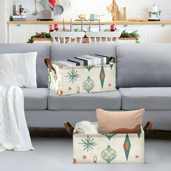 Christmas Balls Storage Bins with Handles Foldable Storage Baskets for Shelves Organizer Cloth Baskets